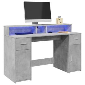 [3309423] Biurko z podświetleniem LED, betonowa szarość, 140x55x91 cm