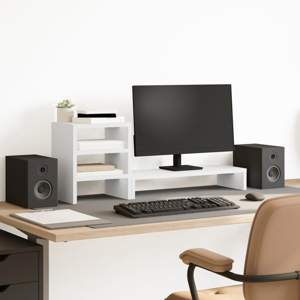 [854733] Podstawka pod monitor z organizerem, biała