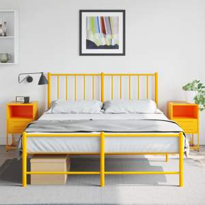 [846561] Szafki nocne, 2 szt., musztardowe, 36x39x60,5 cm, stal
