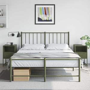 [846563] Szafki nocne, 2 szt., oliwkowa zieleń, 36x39x60,5 cm, stal