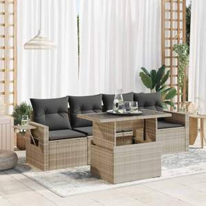 [3326403] 5-cz. zestaw mebli do ogrodu, poduszki, jasnoszary rattan PE