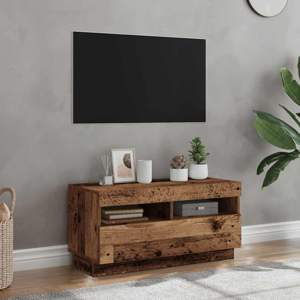 [856357] Szafka pod TV z oświetleniem LED, stare drewno, 80x35x40 cm