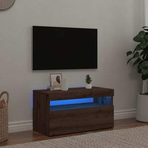 [856317] Szafka pod TV z oświetleniem LED, dąb artisan, 75x35x40 cm