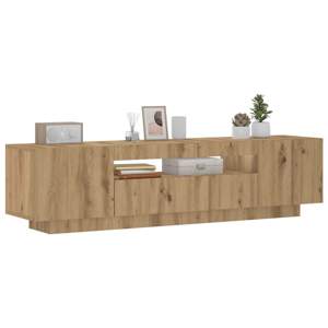 [856360] Szafka pod TV z oświetleniem LED, dąb artisan, 160x35x40 cm