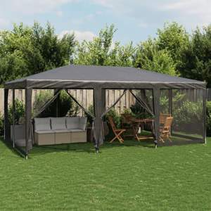 [4010069] Namiot imprezowy z 10 ścianami z siatki, antracyt, 6x4 m, HDPE