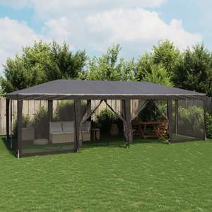 [4010074] Namiot imprezowy z 12 ścianami z siatki, antracyt, 8x4 m, HDPE