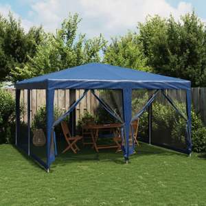 [4010062] Namiot imprezowy z 8 ścianami z siatki, niebieski, 4x4 m, HDPE