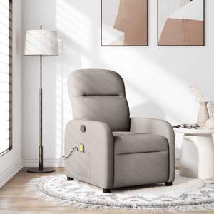 [4015539] Rozkładany fotel masujący, taupe, obity tkaniną