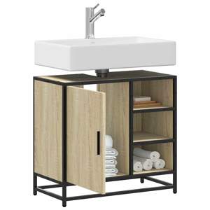 [849285] Szafka pod umywalkę łazienkową Sonoma Oak 65x33x60 cm Drewno klejone