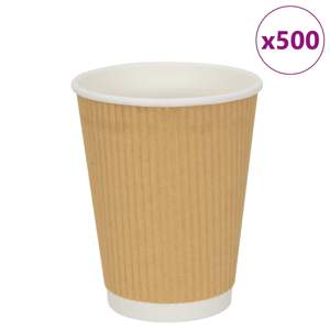 [4102800] Papierowe kubki, 500 szt., 12oz, 300ml, brązowy