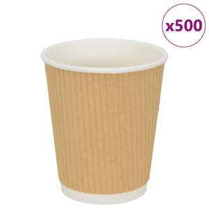 [4102799] Papierowe kubki, 500 szt., 8oz, 200ml, brązowy
