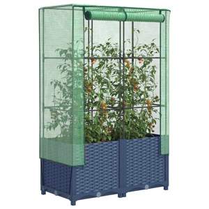 [4015828] Podwyższona donica ze szklarnią, wygląd rattanu, 80x40x138 cm