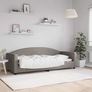[354109] Sofa z funkcją spania, kolor taupe, 80x200 cm, obite tkaniną