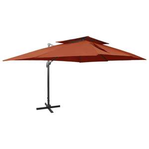 [312383] Parasol ogrodowy Cantilever z podwójnym blatem, terakota 400x300 cm