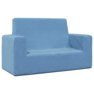 [4104800] 2-os. sofa dla dzieci, niebieska, miękki plusz