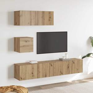[3329220] 4-cz. zestaw szafek TV, dąb artisan, materiał drewnopochodny