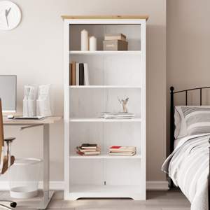 [355081] Biblioteczka BODO, brązowa, 82x40x173 cm, sosnowa, 5 półek