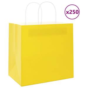 [4101787] Torby papierowe 250 szt. z uchwytami żółte 26x17x25 cm