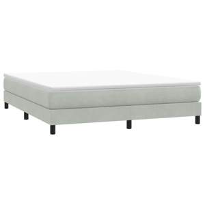 [3315837] Łóżko typu Box Spring bez materaca Jasnoszary 180x210cm Aksamit