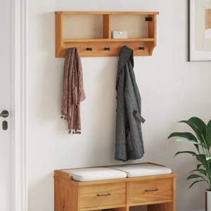 [4010469] Wieszak ścienny na ubrania SANDNES 87x12x35cm Drewno lite Sosna
