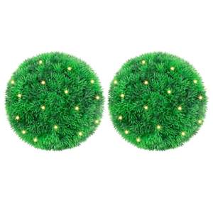 [3335905] Sztuczne kule bukszpanowe z diodami LED 2 szt. Zielone 22 cm