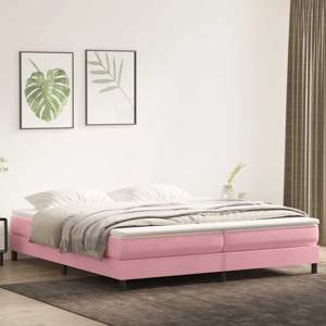 [3315896] Łóżko Box Spring bez materaca Różowe 200x220 cm Aksamit