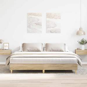 [3329023] Rama łóżka bez materaca Sonoma Oak 180x200cm Drewno klejone