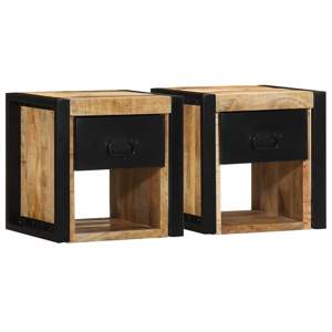 [4015951] Szafki nocne 2 szt. 40x35x40 cm Drewno lite surowe Mango