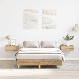 [861074] Rama łóżka bez materaca Artisan Oak 135x190 cm Drewno klejone
