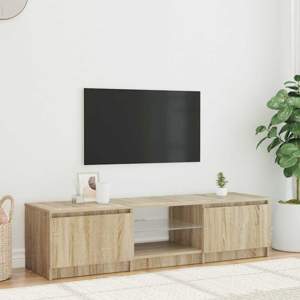 [822681] Szafka pod TV, z LED, przydymiony dąb, 140 x 40 x 36 cm