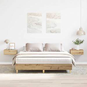 [3328716] Rama łóżka bez materaca Artisan Oak 150x200 cm Drewno klejone