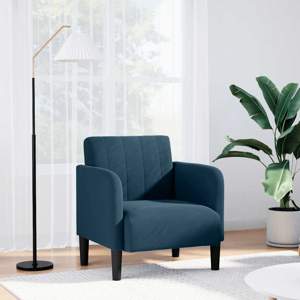 [4100577] Sofa Fotel z Podłokietnikami Niebieski 54 cm Aksamit