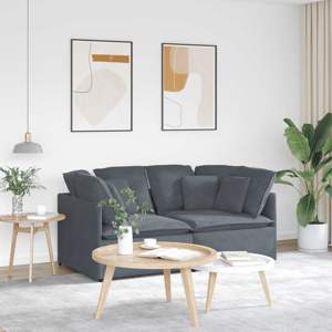 [3321250] Sofa modułowa z poduszkami aksamitna ciemnoszara