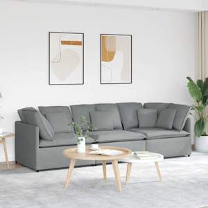 [3321267] Sofa modułowa z poduszkami Tkanina jasnoszara