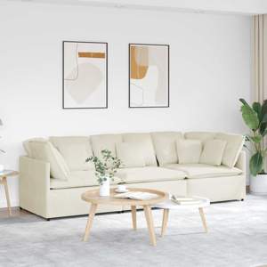 [3321286] Sofa modułowa z poduszkami aksamitna kremowa