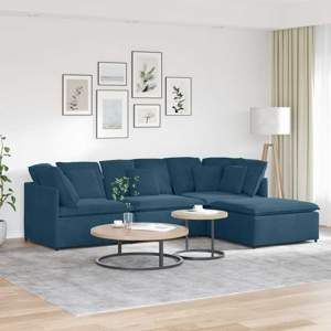 [3321308] Sofa modułowa z podnóżkiem i poduszkami Velvet Blue