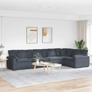 [3321329] Sofa modułowa z poduszkami aksamitna ciemnoszara