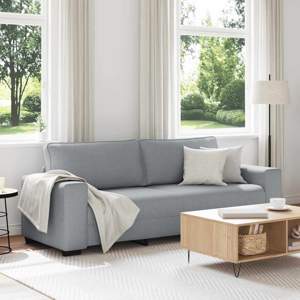 [4105176] Sofa 3-osobowa, jasnoszara, 220x77x82 cm, tapicerowana tkaniną