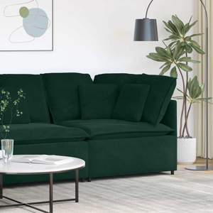 [4104461] Modułowy Narożnik Sofa z Poduszkami Ciemnozielony 100 cm
