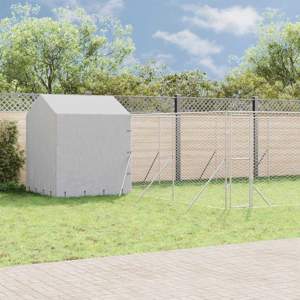 [3190480] Kojec dla psa, z dachem, srebrny, 10x6x2,5m, stal galwanizowana