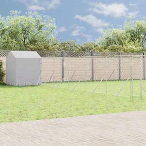 [3190482] Kojec dla psa z dachem, srebrny, 12x12x2,5 m stal galwanizowana