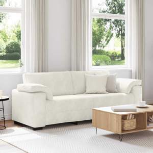 [4105285] Sofa 3-osobowa, kremowa, 220x77x82 cm, aksamit