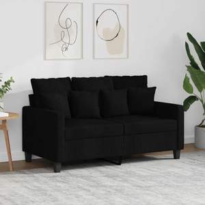 [359263] Sofa 2-osobowa, czarna, 120 cm, tapicerowana tkaniną