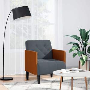 [4100596] Sofa Fotel z Podłokietnikami Ciemnoszary 55 cm Aksamit