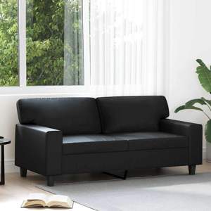 [359417] 2-osobowa sofa, czarna, 140 cm, sztuczna skóra