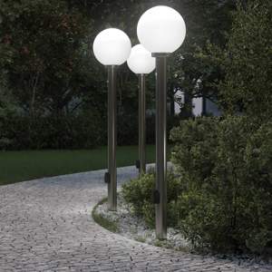 [4006110] Lampy słupkowe z czujnikiem i gniazdkiem 3 szt. 120 cm Stal nierdzewna IP44