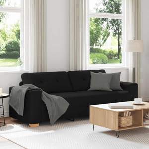 [4105090] Sofa 3-osobowa Czarna 220x78x80 cm Tkanina
