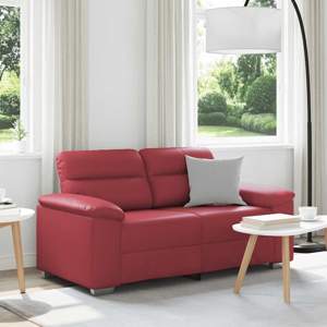 [4105335] Sofa 2-osobowa w kolorze czerwonego wina 160x81x84 cm, skóra ekologiczna