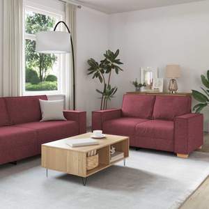 [3324612] Sofa 3 szt. Czerwone wino Tkanina lniana