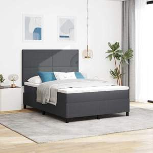 [3337644] Łóżko z sprężyną LED Ciemnoszary i biały 140 x 190 cm